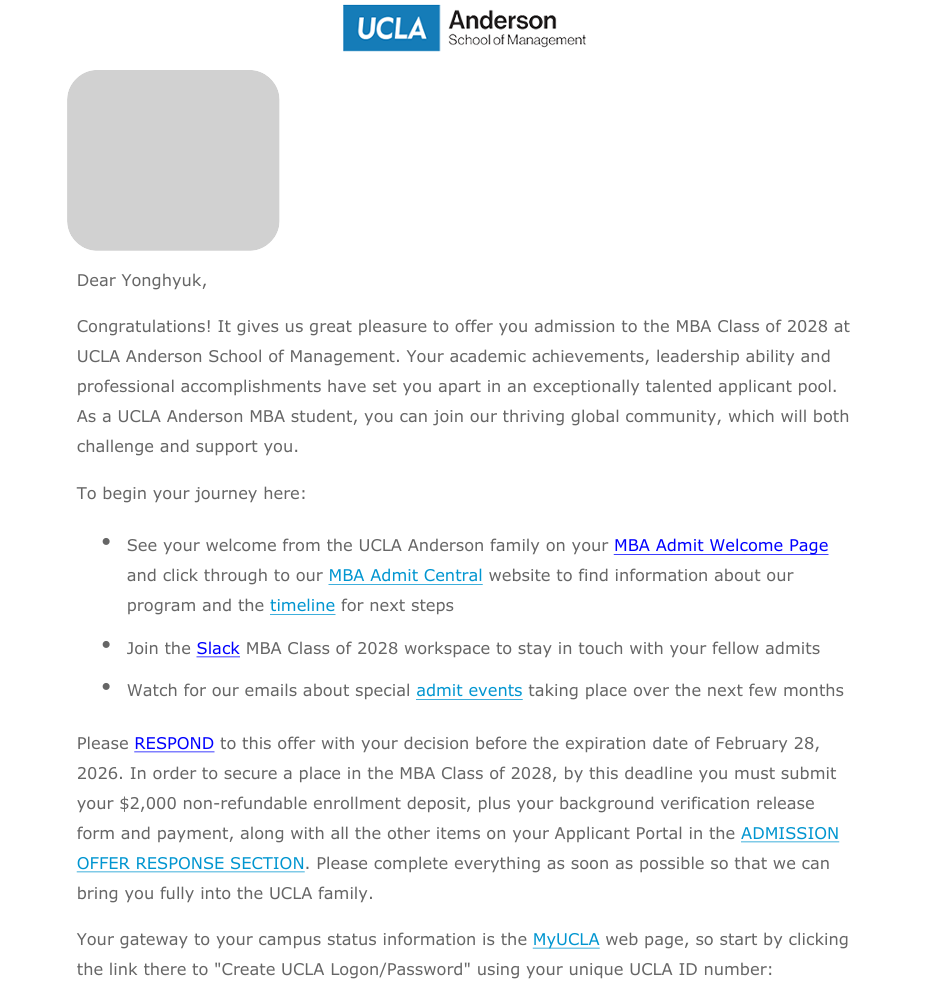 직장·육아·IELTS 병행, 그 끝: Yale School of Management / UCLA Anderson School of Management 오퍼 레터